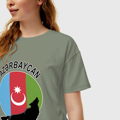 Женская футболка оверсайз Азербайджан / Авокадо – фото 3