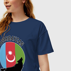 Футболка оверсайз женская Азербайджан, цвет: тёмно-синий — фото 2