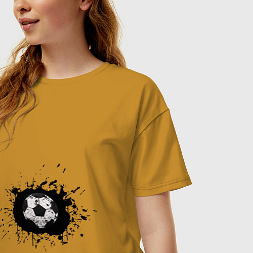 Женская футболка оверсайз Soccer Ball / Горчичный – фото 3