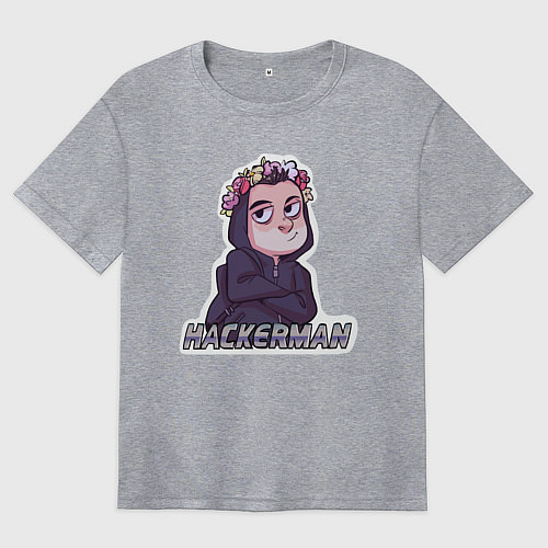 Женская футболка оверсайз Mr Robot / Меланж – фото 1