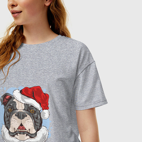 Женская футболка оверсайз Собачий Санта / Меланж – фото 3