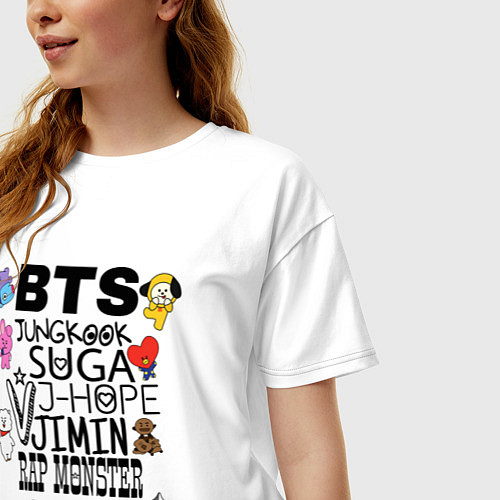 Женская футболка оверсайз BTS BT21 / Белый – фото 3