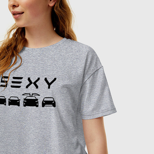 Женская футболка оверсайз Tesla sexy / Меланж – фото 3