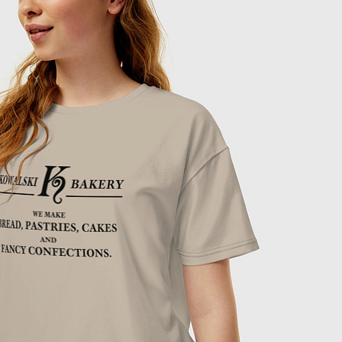 Женская футболка оверсайз Kowalski Bakery / Миндальный – фото 3