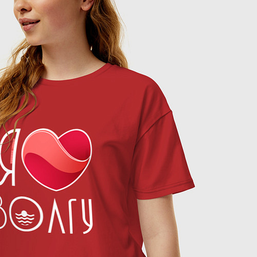 Женская футболка оверсайз Я люблю Волгу / Красный – фото 3