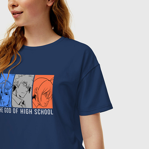 Женская футболка оверсайз Anime The God of High School / Тёмно-синий – фото 3