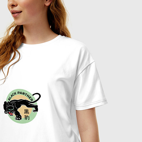 Женская футболка оверсайз Черная пантера / Белый – фото 3