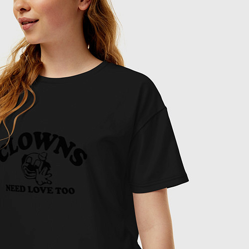 Женская футболка оверсайз Клоуны тоже нуждаются в любви / Черный – фото 3