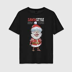 Футболка оверсайз женская SantaSTYLE, цвет: черный