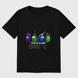 Футболка оверсайз женская AMONG US - Экипаж победил!, цвет: черный