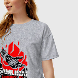 Футболка оверсайз женская CYBERPUNK 2077 SAMURAI, цвет: меланж — фото 2