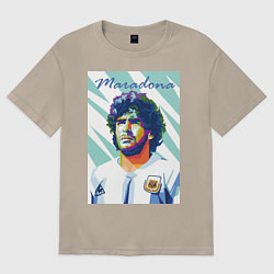 Футболка оверсайз женская Марадона золотой мальчик, цвет: миндальный