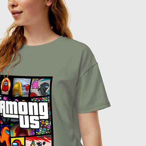 Женская футболка оверсайз AMONG US GTA / Авокадо – фото 3