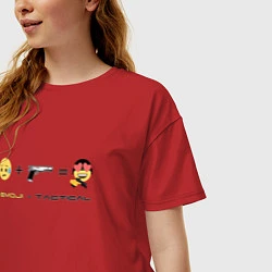 Футболка оверсайз женская Emoji-tactical, цвет: красный — фото 2