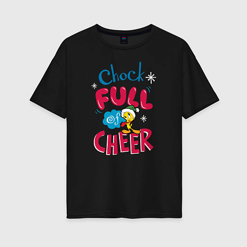 Женская футболка оверсайз Chock full of cheer / Черный – фото 1