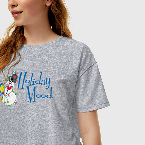 Женская футболка оверсайз Holiday mood / Меланж – фото 3