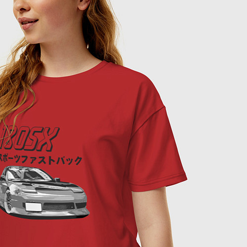 Женская футболка оверсайз Nissan 180SX / Красный – фото 3
