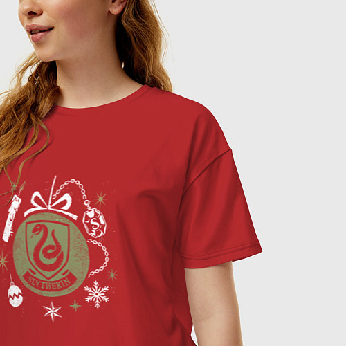 Женская футболка оверсайз Слизерин / Красный – фото 3