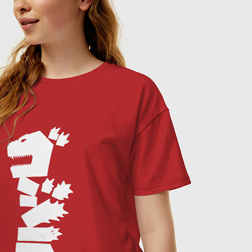 Женская футболка оверсайз Годзилла / Красный – фото 3