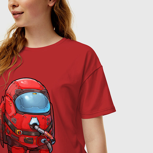 Женская футболка оверсайз AMONG US - Реалистичный / Красный – фото 3