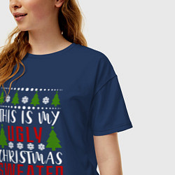 Футболка оверсайз женская My ugly christmas sweater, цвет: тёмно-синий — фото 2