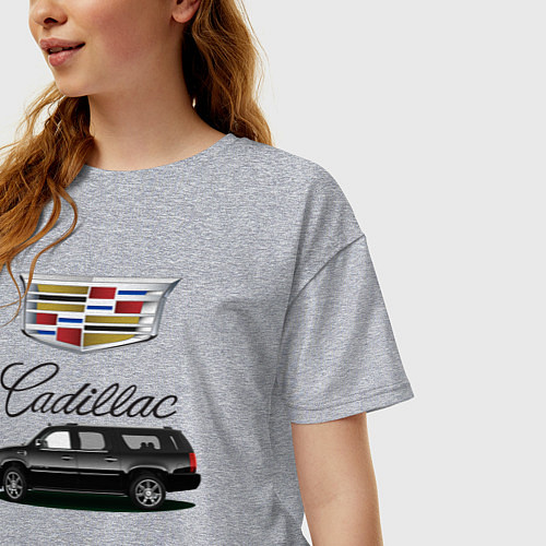 Женская футболка оверсайз Cadillac / Меланж – фото 3