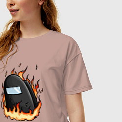 Футболка оверсайз женская Among Us fire, цвет: пыльно-розовый — фото 2