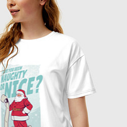 Футболка оверсайз женская Санта со списком плохишей, цвет: белый — фото 2