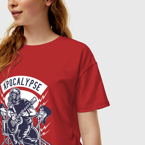 Женская футболка оверсайз Рок-Звезда Апокалипсиса / Красный – фото 3