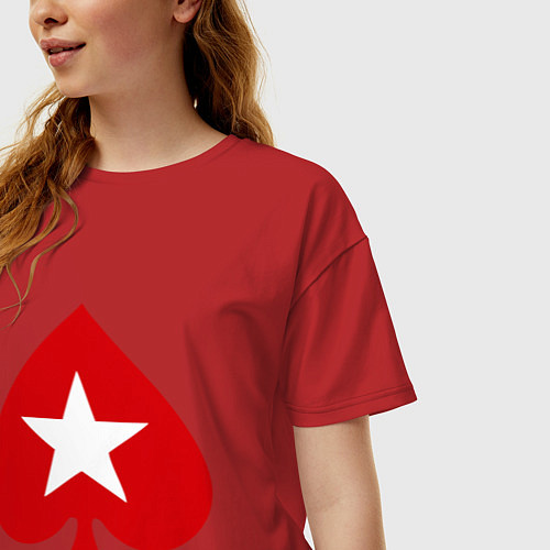 Женская футболка оверсайз Покер Пики Poker Stars / Красный – фото 3