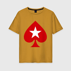 Футболка оверсайз женская Покер Пики Poker Stars, цвет: горчичный