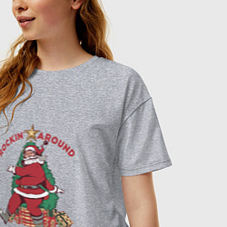 Футболка оверсайз женская Rockin Santa, цвет: меланж — фото 2