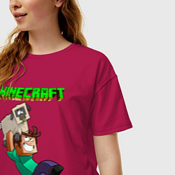 Футболка оверсайз женская Minecraft, цвет: маджента — фото 2