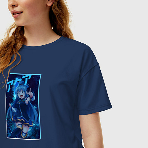 Женская футболка оверсайз Aqua / Тёмно-синий – фото 3