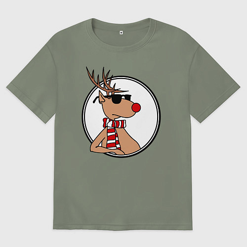 Женская футболка оверсайз Олень Хипстер / Авокадо – фото 1