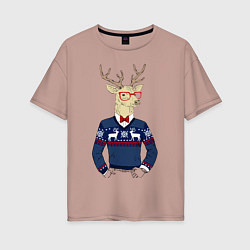 Женская футболка оверсайз Hipster Deer