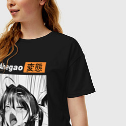 Футболка оверсайз женская Ahegao, цвет: черный — фото 2