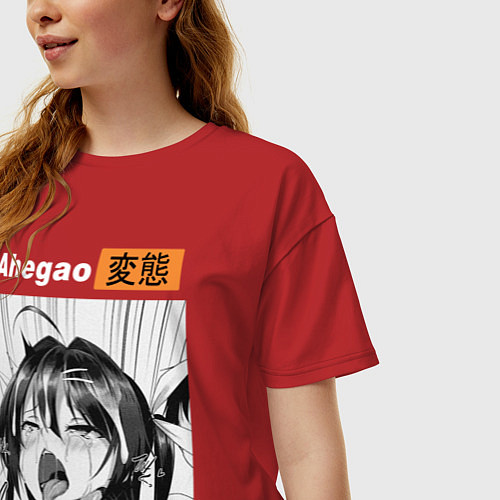 Женская футболка оверсайз Ahegao / Красный – фото 3
