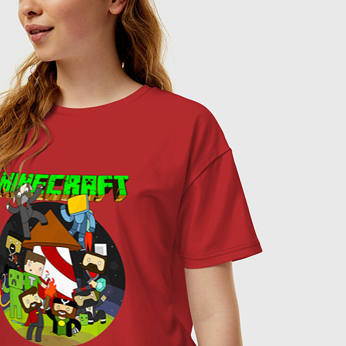 Женская футболка оверсайз Minecraft / Красный – фото 3