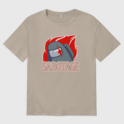 Футболка оверсайз женская Among Us sabotage амонг ас саботаж, цвет: миндальный