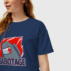 Футболка оверсайз женская Among Us sabotage амонг ас саботаж, цвет: тёмно-синий — фото 2
