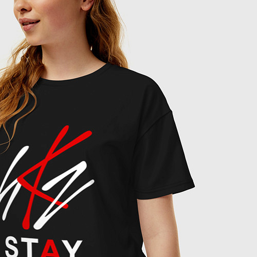 Женская футболка оверсайз STRAY KIDS / Черный – фото 3