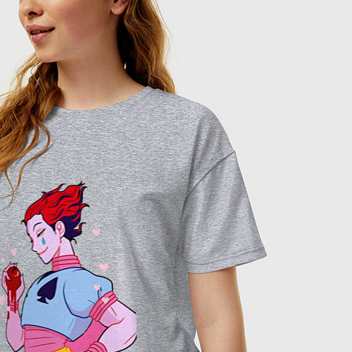 Женская футболка оверсайз Hunter x Hunter - Hisoka / Меланж – фото 3