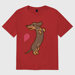 Футболка оверсайз женская Такса, цвет: красный