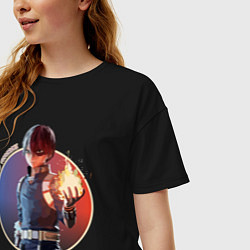 Футболка оверсайз женская Jump Force shoto todoroki, цвет: черный — фото 2
