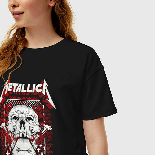 Женская футболка оверсайз Metallica art 01 / Черный – фото 3