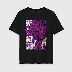 Футболка оверсайз женская Evangelion Eva-01, цвет: черный