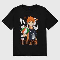 Футболка оверсайз женская ВОЛЕЙБОЛ!! HAIKYUU!!, цвет: черный