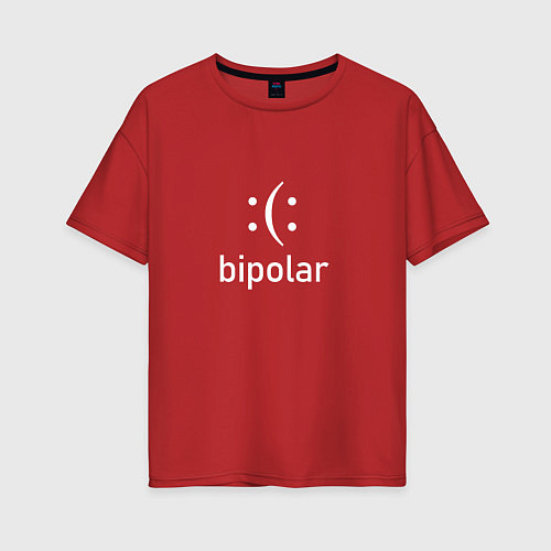Женская футболка оверсайз Логотип биполярки / Красный – фото 1