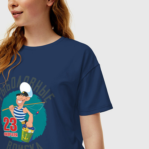 Женская футболка оверсайз 23 Февраля Рыболовные Войска / Тёмно-синий – фото 3